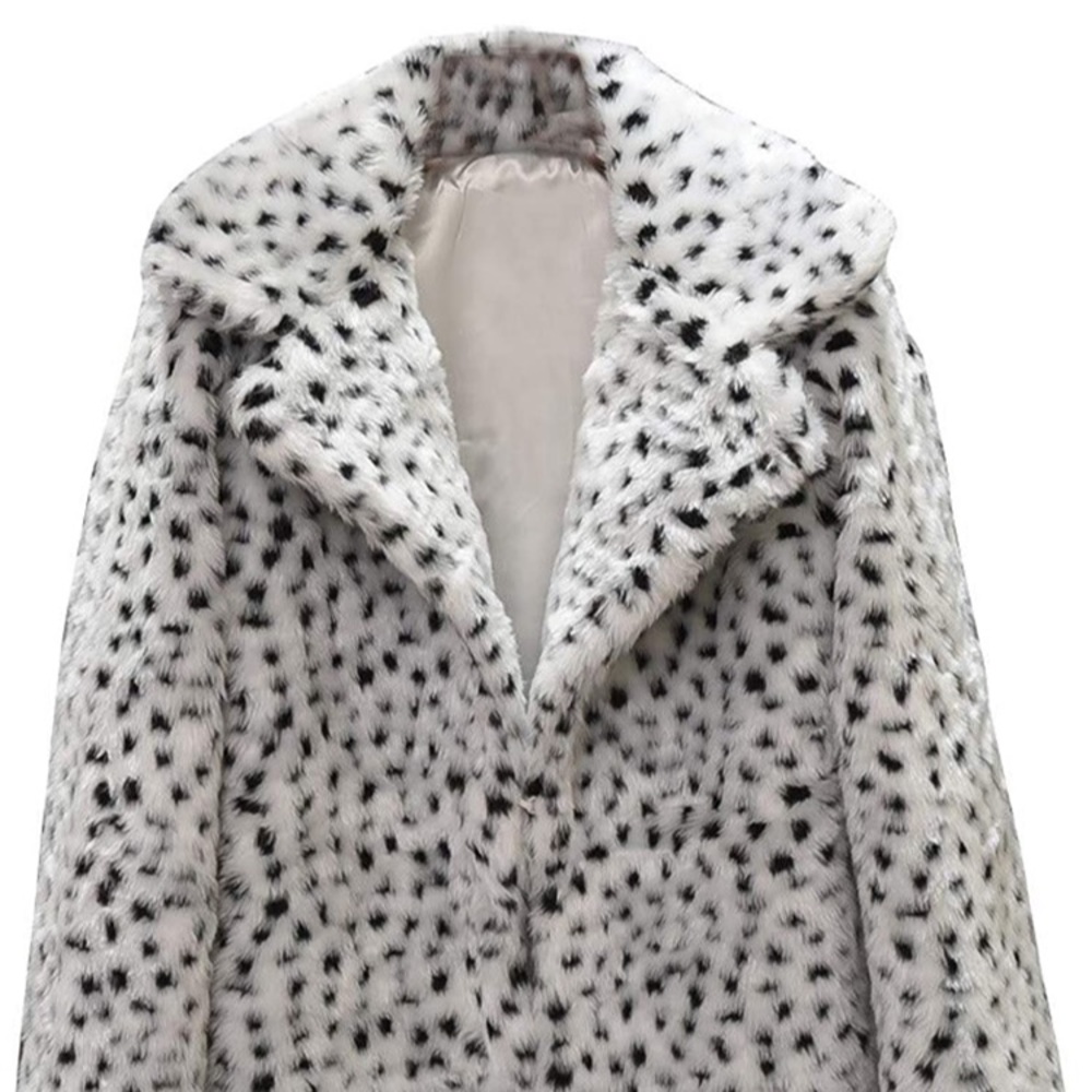 White and Black leopard print coat perfect for Cruella De Vil costume
